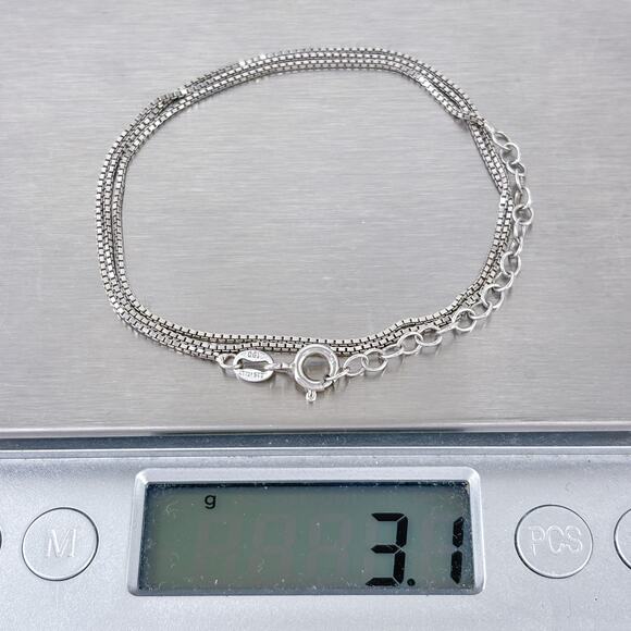 Box Chain Necklace | Italian Vintage Sterling Silver 925 | 17.5"-19.5" - Picture 4 of 4